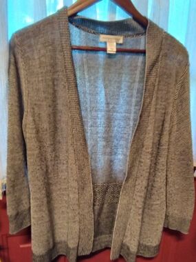 Christopher & Banks Black and White  Open-Front Cardigan